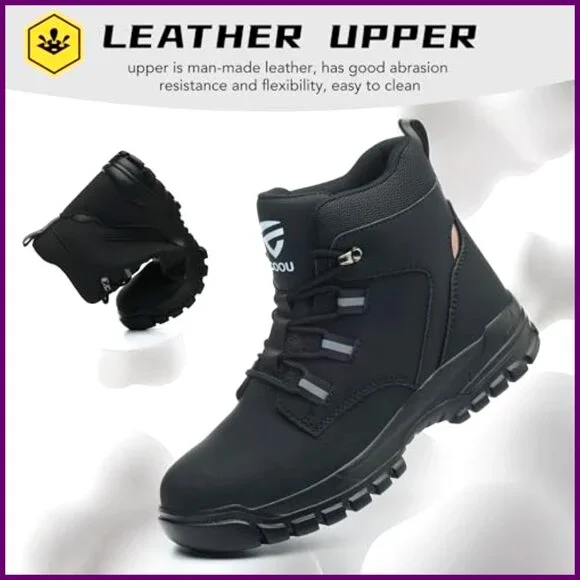 Steel Toe Safety Boots, Slip & Puncture Resistant, Industrial Work Shoes - Picture 6 of 7